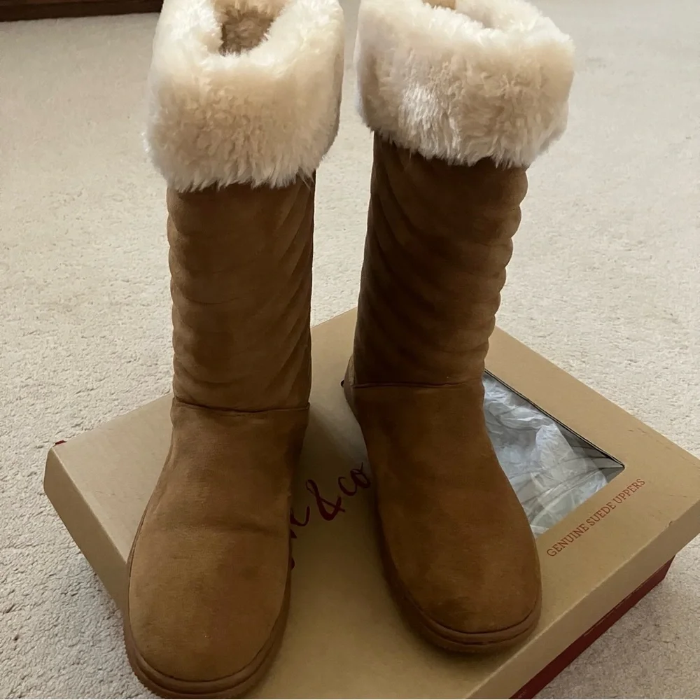 STYLE & CO Novaa Genuine Suede Boots Chestnut Women's 10